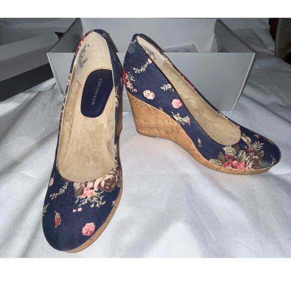 Covington Isle Floral Cork Wedge Heels - Size 6 1/2 M - New in Box‎ - Picture 3 of 9